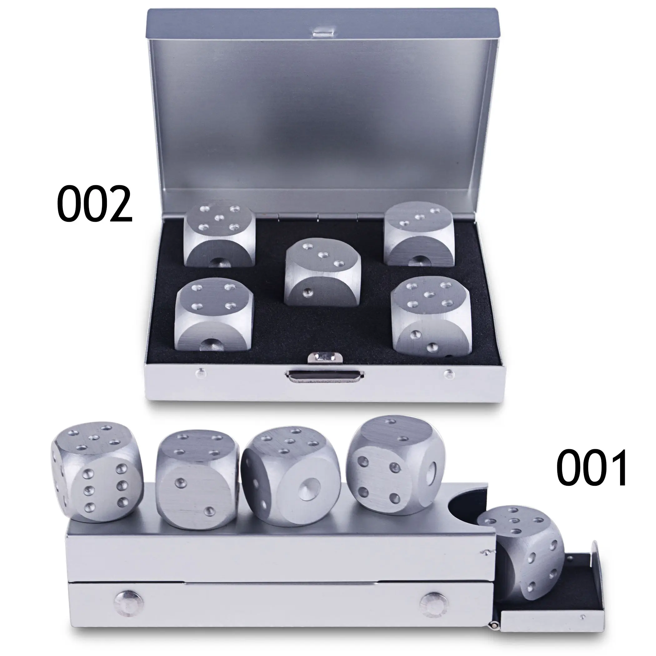 5 шт. алюминиевые гравированные твердые металлические кости с футляром