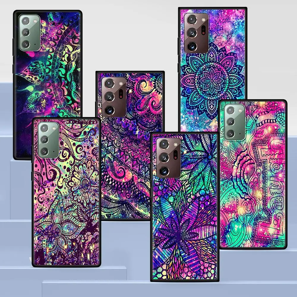 

Mandala Sunflower Case for Samsung Galaxy S20 FE S21 Ultra S10 Lite S10e S9 S8 Plus S7 Edge A12 A51 A52 Black Soft Phone Cover