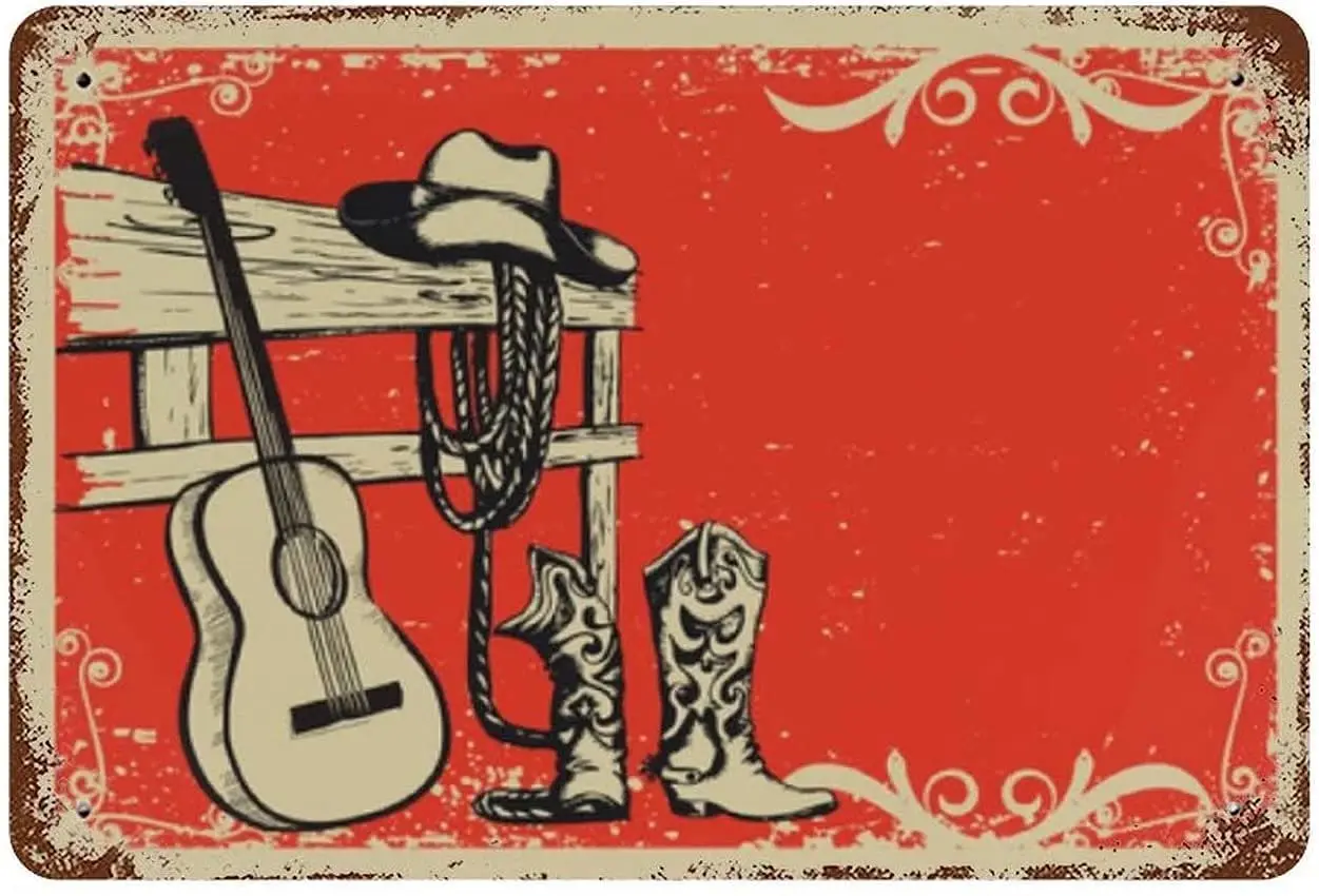 

Guitar Country Music Metal Tin Sign Retro Iron Painting for Home Bedroom Bar Cafe Outdoor
