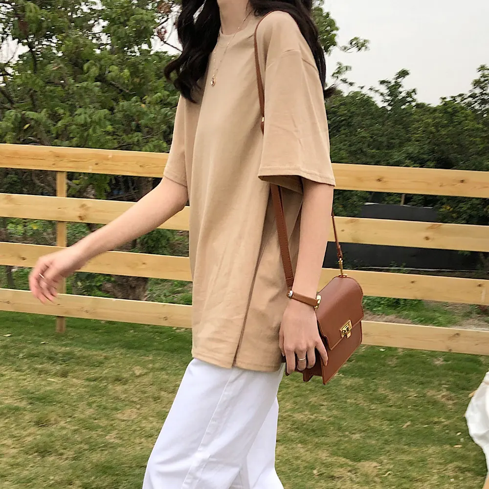 

Jocoo Jolee Women Korean Short Sleeve Cotton T Shirt Casual Solid Harajuku Loose tShirt Vintage All-match t Shirt 2020 Summer