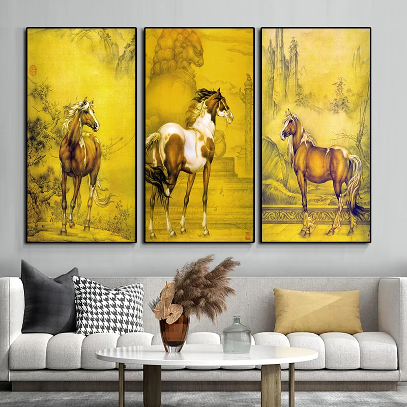 Лошади Картины современные настенные картины для Гостиная постеры с животными и