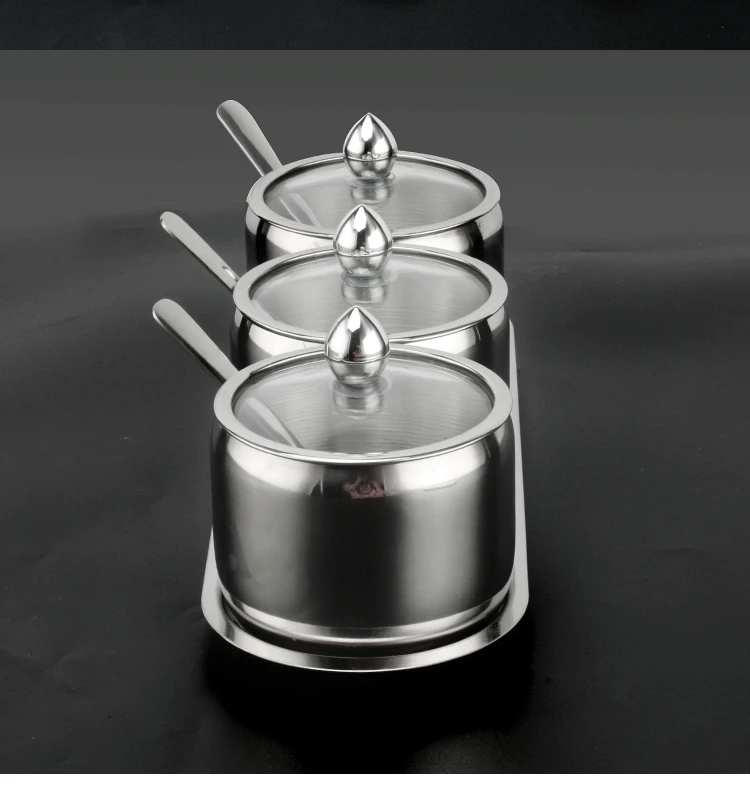 Коробка для приправ из нержавеющей стали 304 со стеклянной крышкой набор