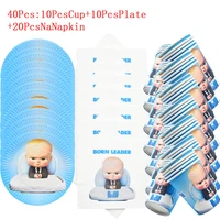 40pcs baby boss birthday party decorations disposable tableware paper plates cups napkins party supplies girls baby shower favor