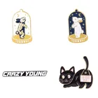 Эмалированные броши в виде милых кроликов и кошек, женские модные аниме Мультяшные значки, заколки на лацкан для одежды, металлические декоративные мини-заколки для хиджаба