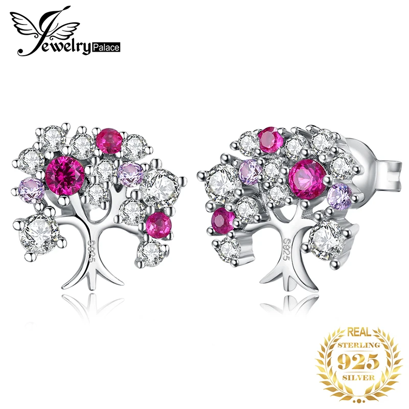 JewelryPalace серьги Для женщин стерлингового серебра 925 Июль Камень создан Рубин