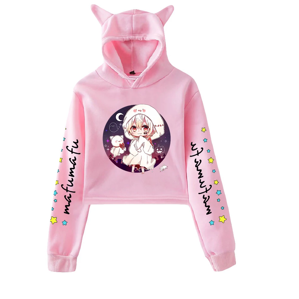 

Kawaii женские укороченные толстовки с кошачьими ушками Kawaii Mafumafu Soraru свитшоты после дождя женские укороченные топы с капюшоном