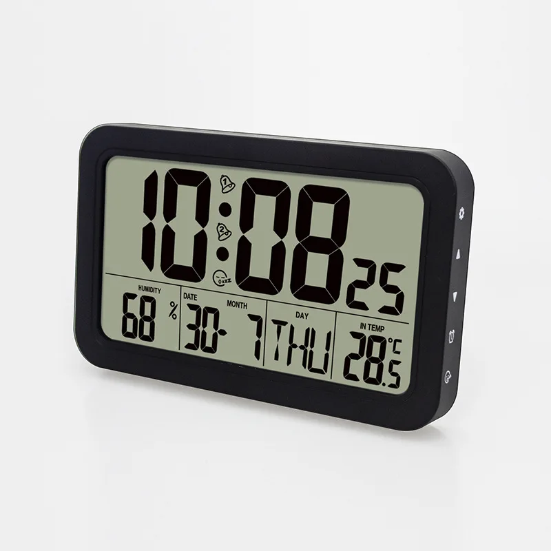

Large digital hanging calendar clock with thermometer and hygrometer Desktop LCD electronic alarm clock with backlight
