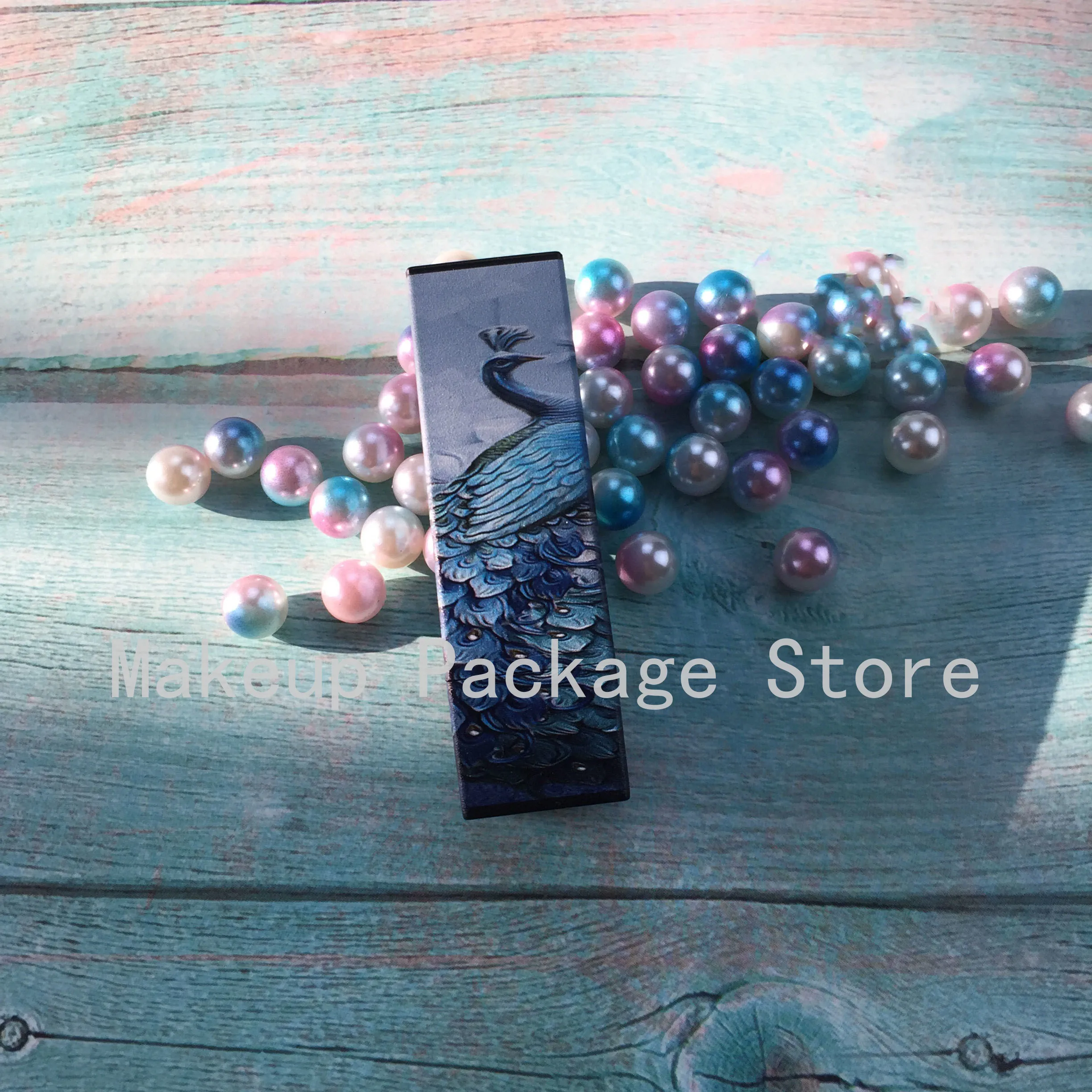

5/10/30/50pcs Empty Blue Peacock Butterfly Square China Style 3d 12.1mm Lipstick Tube Lip Balm Container Shell Packaging Makeup