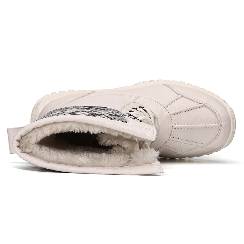 

EOFK New Winter Women Boots Leather Warm Fur Waterproof Sneakers Plush Casual Mid-calf Lady Snow Boots Big Size 36-43
