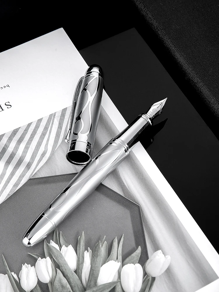 

Hongdian Metal Fountain Pen Metal relief Iridium EF/F/Bent Nib Beautiful Tree Texture Excellent Business Office Writing Gift Pen