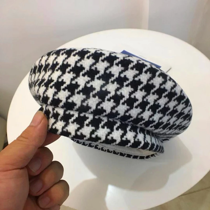 

British Houndstooth Beret Women Korean Version Of The Wild Street Hat Retro Fashion Painter Hat czapka zimowa damska