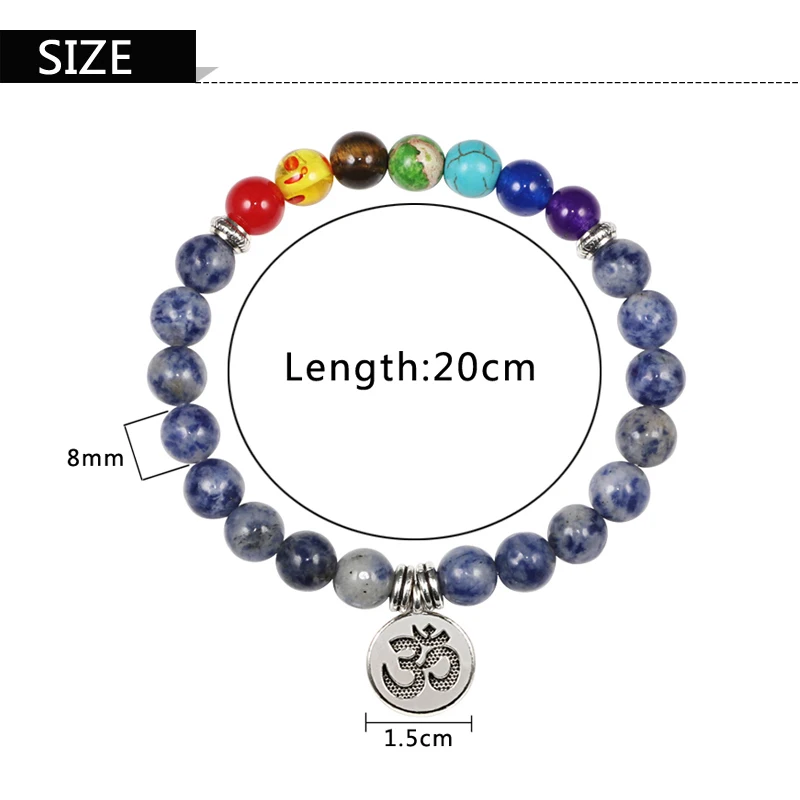 Trendy Bracelet Yoga 7 Chakra Black Lava Natural Stone Bead Charm Bracelets Healing Reiki Buddha lotus Pendant Women Men Jewelry | Украшения