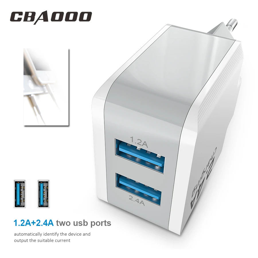 Фото CBAOOO ЕС 5 в 2 4 А USB зарядное устройство для iPhone X 8 7 iPad быстрое настенное EU адаптер CBAOOO ЕС 5 в 2 4 А USB зарядное устройство для iPhone X 8 7 iPad быстрое настенное EU адаптер
