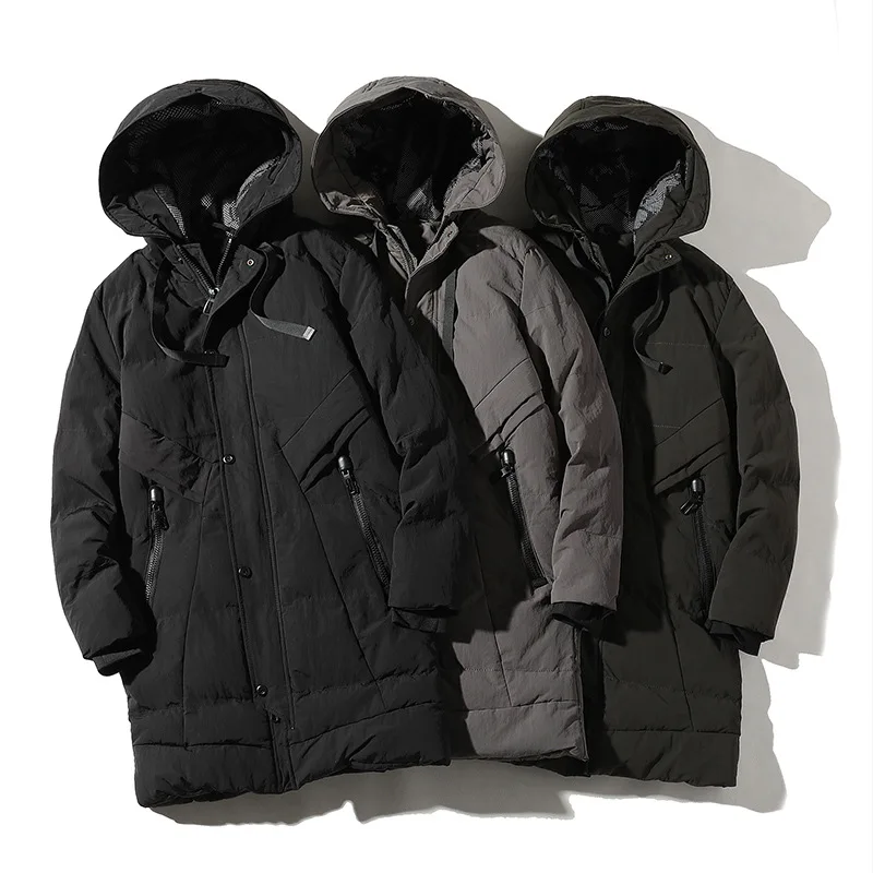 Men Winter Jacket New Long Casual Solid Hoodie Jacket Parkas Coat Men Outdoor Fashion Warm Thick Pockets Parkas Trench Men Coat