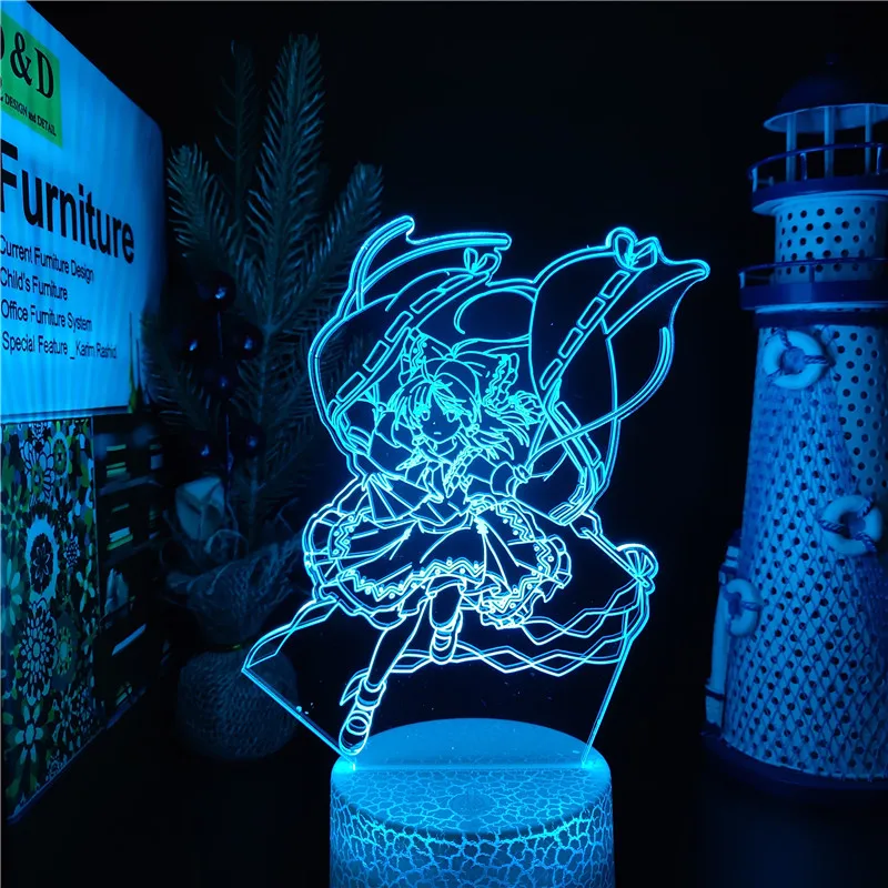 Акриловый светодиодный ночник Project Hakurei Reimu 3D лампа в стиле аниме для спальни