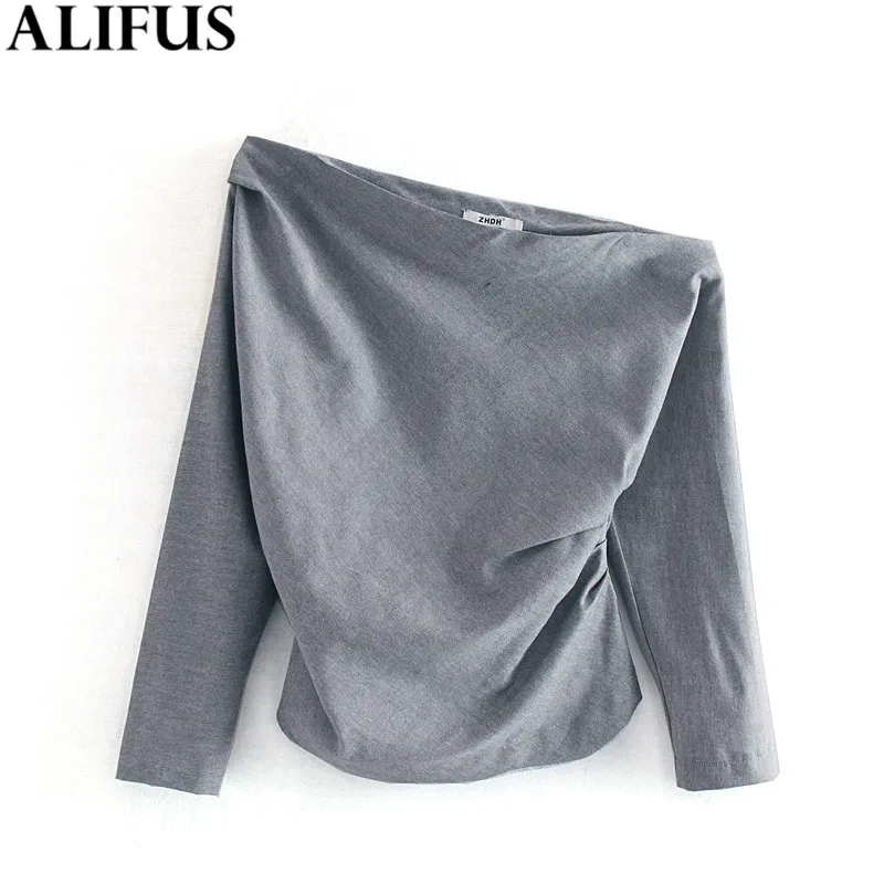 Женская Асимметричная блузка Za винтажная однотонная Повседневная Блузка с