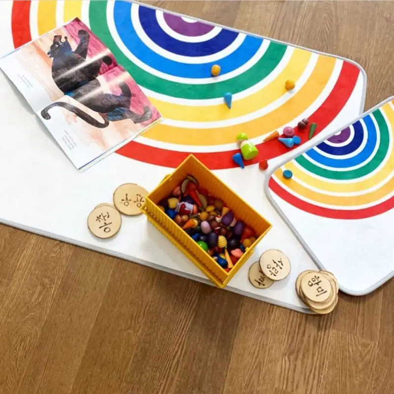 

2Pcs Kids Room Rainbow Carpet Crawling Pad Non-slip Baby Play Mat Game Rug Decor DXAD