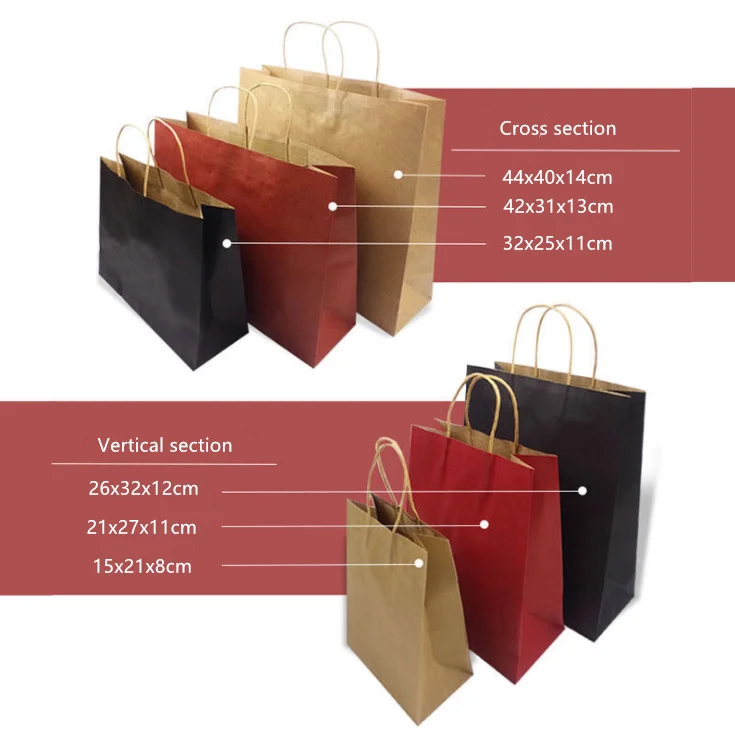 10 Pcs/lot Gift Bags With Handles Multi-function High-end Black Paper 6 Size Recyclable Environmental Protection Bag | Дом и сад