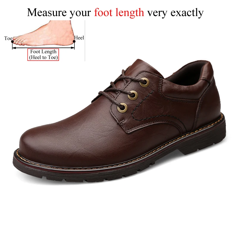Brown Низкая Dr Martens Мужская первый слой натуральная кожаная мужская обувь высокого качества Martins лифт обувь Рабочая безопасность плюс Размер 47 - Цвет: Brown