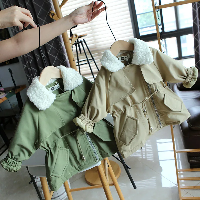

Children Trench Coat 2020 New Girls Outerwear Jacket Thick Warm Turn-collar Boys Jacket BB36