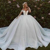 2021 luxury arabic style off the shoulder wedding dress lace appliques sequined bridal gowns saudi dubai plus size vestido de