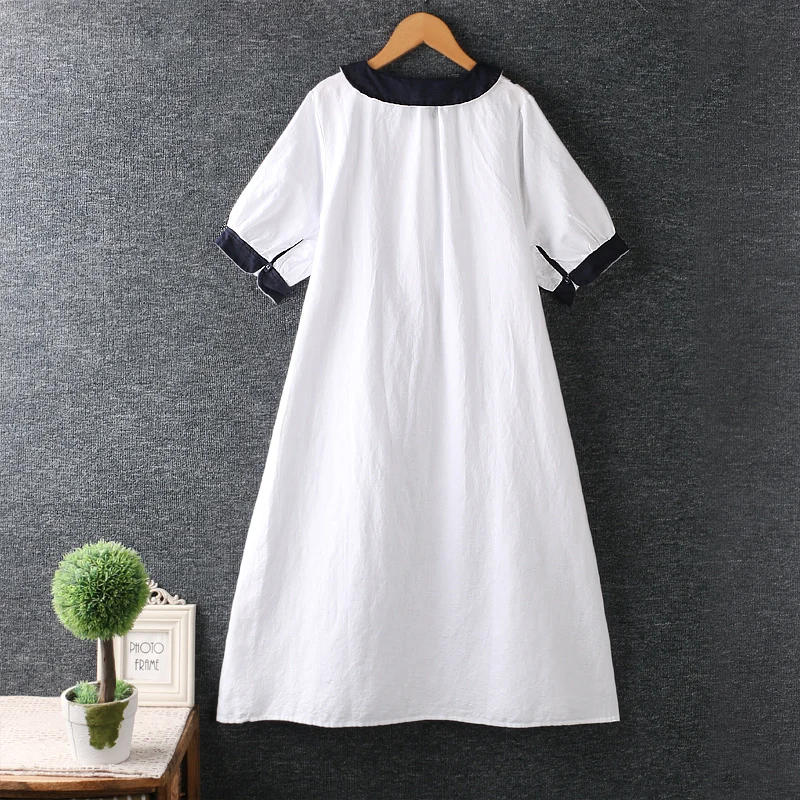 

Summer New Japan Style Sweet Short Sleeve Loose Waist Midi Dress MDW803