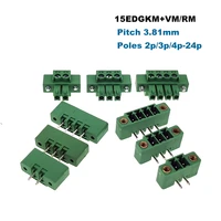 2pcs pitch 3 81mm screw plug in pcb terminal block malefemale 210pin bornier pluggable connector 15edgkmvmrm morsettiera