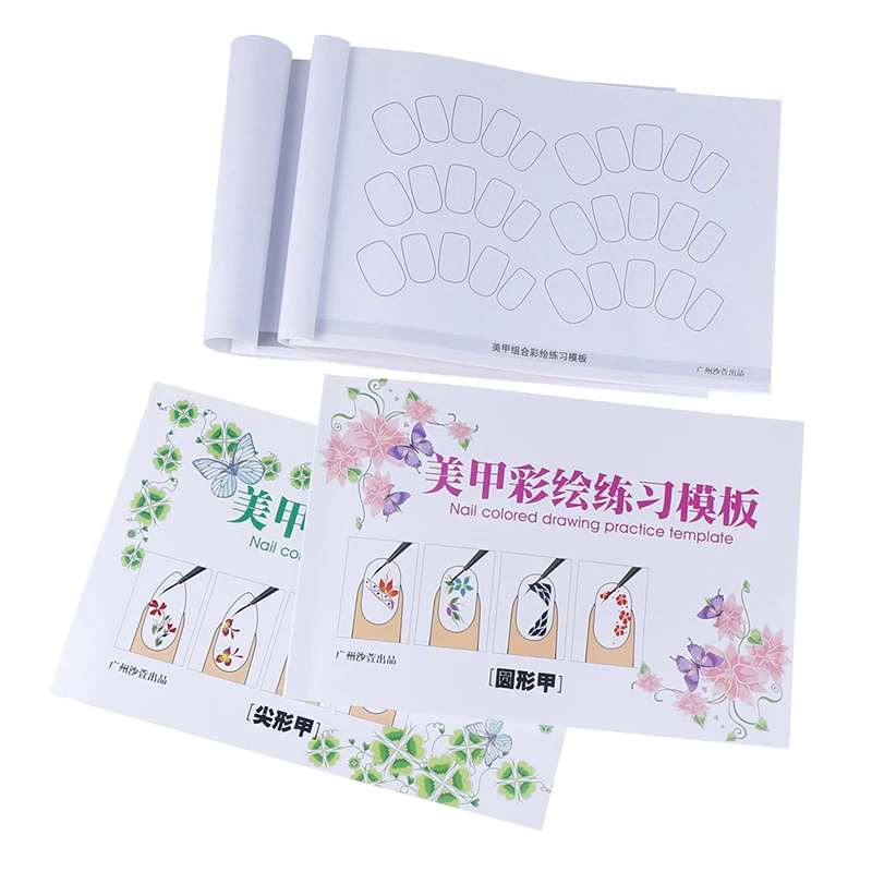Multi-shaped Nail 24 Pages Art Practice Book Colored Drawing Painting Template Manicure Tools | Красота и здоровье