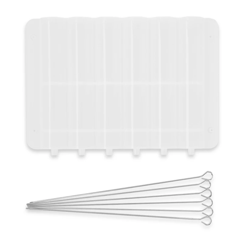 

Plastic Kabob Loader 6pcs 11.8'' Stainless steel Skewers Table Easy Kabob Loader Prep set Barbecue Meat Skewer Device Machine