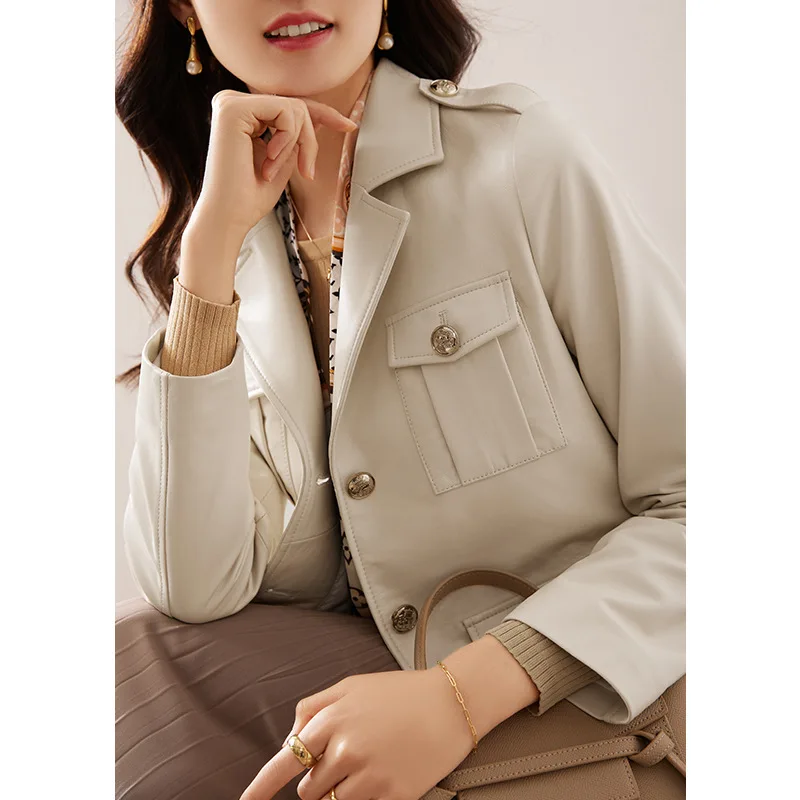 

2021 Women's Genuine Leather Jacket New Fashion Real Leather Motorcycle Biker Bomber Coat Lady Sheepskin Outerwear Y834