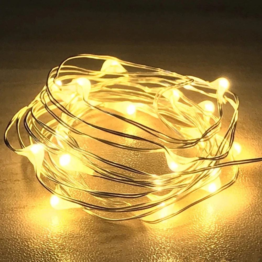 

1M 2M 5M 10M LED String Lights Silver Wire Christmas Garlands Festoon Led Fairy Light Christmas Decorations For Home Room Tree