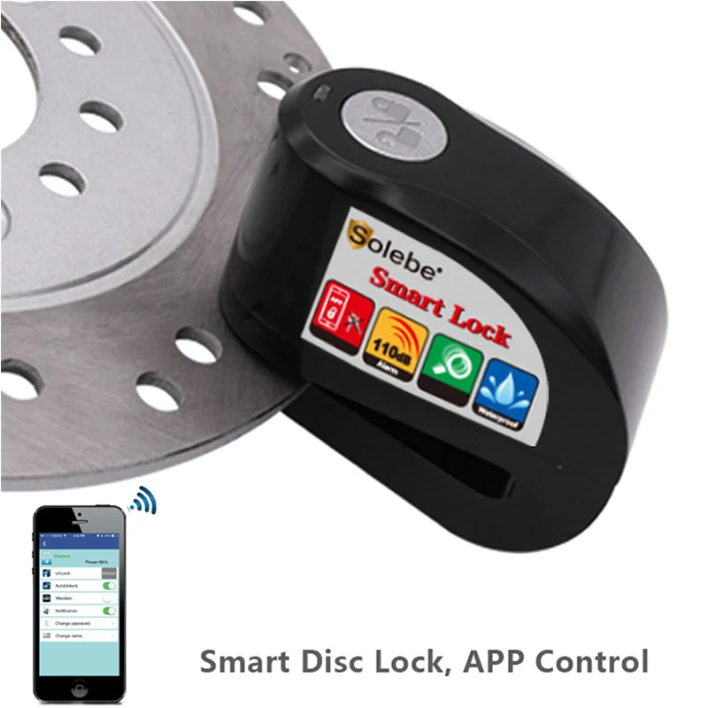 

Wireless Alarm Lock For Bicycle Motorcycle Electric Bike Phone Connection Smart Anti-theft Lock MTB Bike Disc Brake Alarm Lock