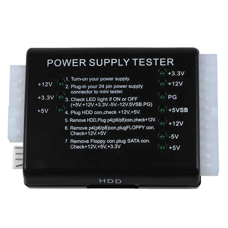 

20 / 24-pin Power Supply Tester for ATX / SATA / HDD, Black