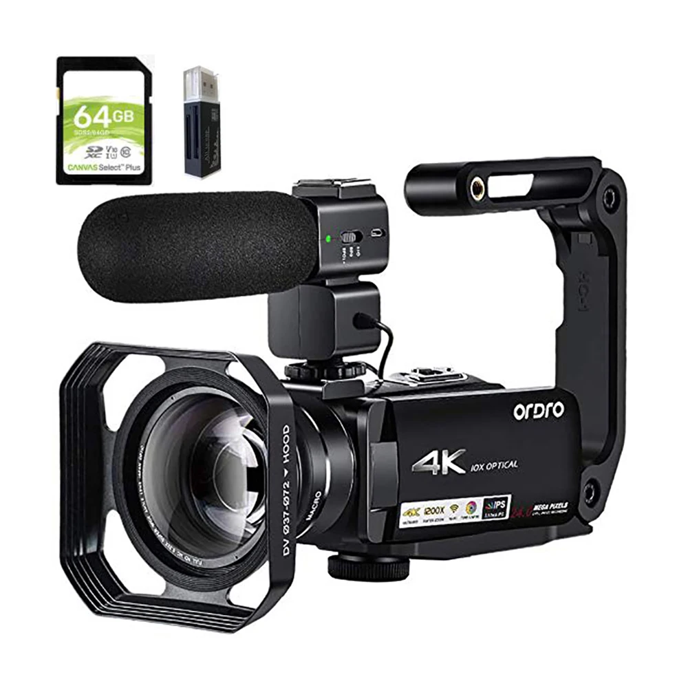 Видеокамера Vlog 4K Ordro AC7 10X видеокамера с оптическим зумом для YouTube|Любительские