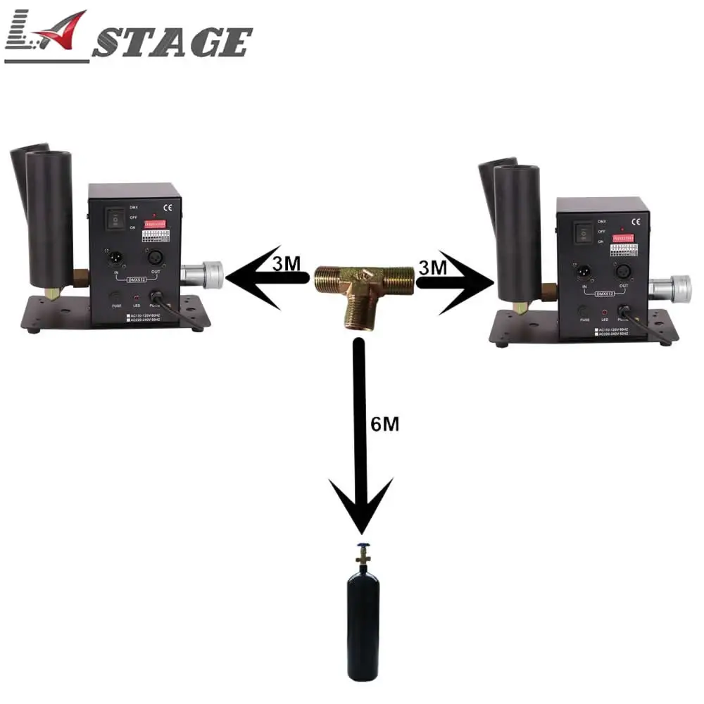Бесплатная доставка 2 шт./лот 3 шт. шланг с t разъемом двойной Dmx контроль Co2 струя