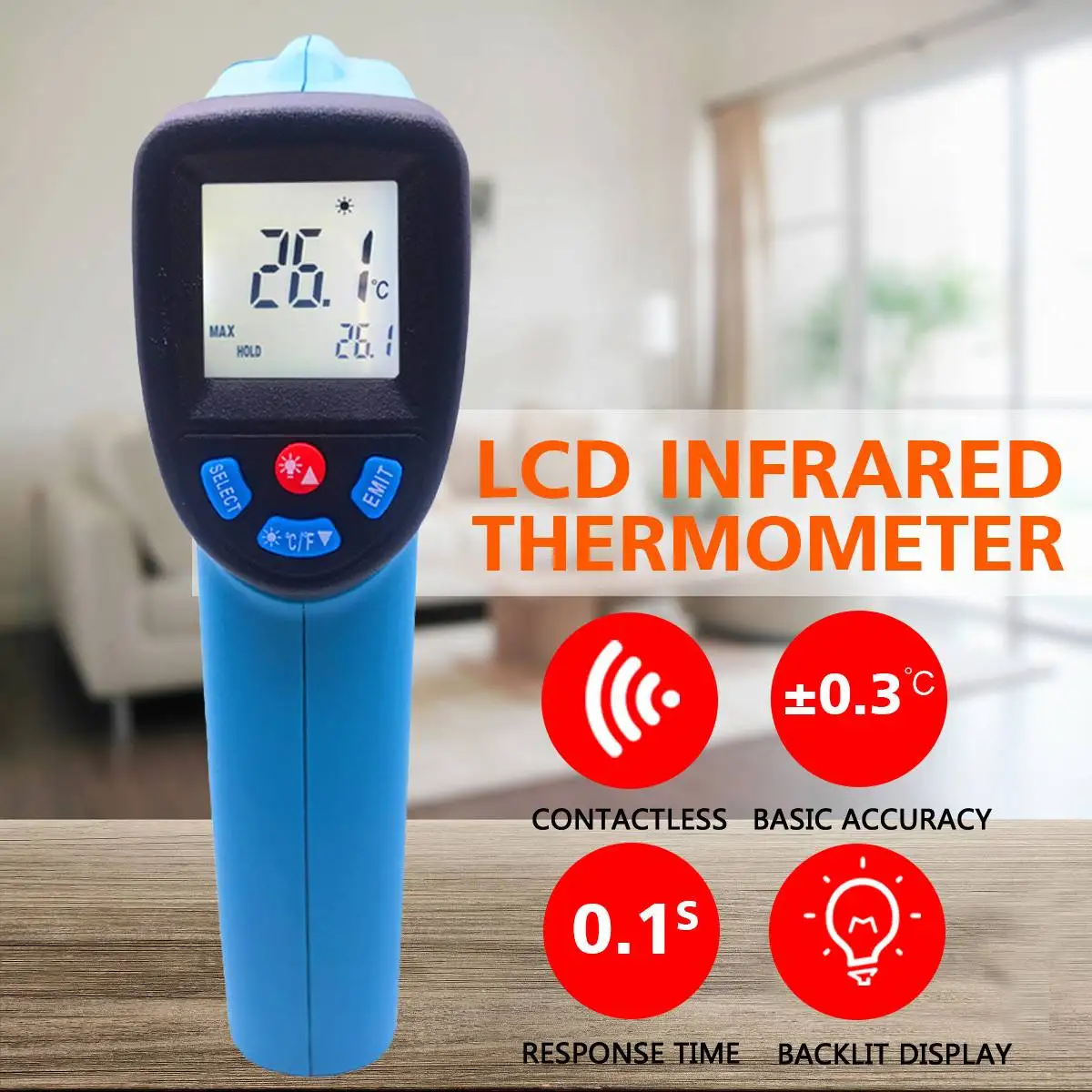 Бесконтактный лазерный ЖК дисплей инфракрасный цифровой с/Ф выбор температуры