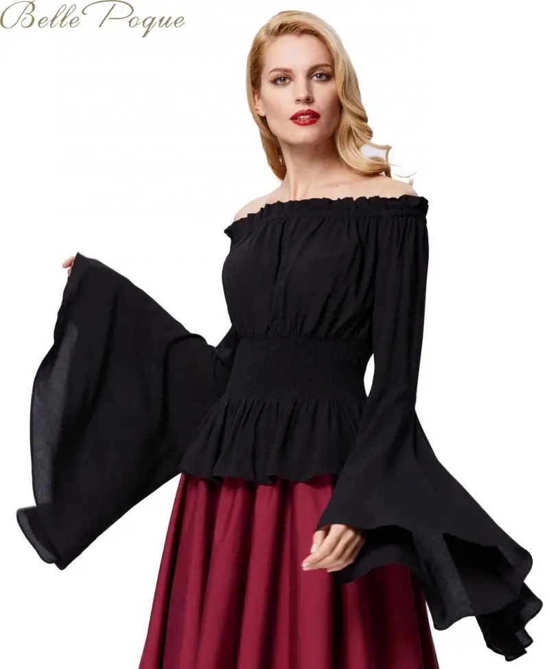 Belle Poque новые женские Топы И Футболки с расклешенными рукавами однотонная