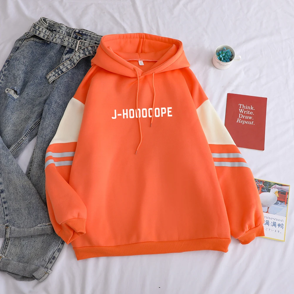 Пуловер женский флисовый с надписью толстая Свободная кофта капюшоном