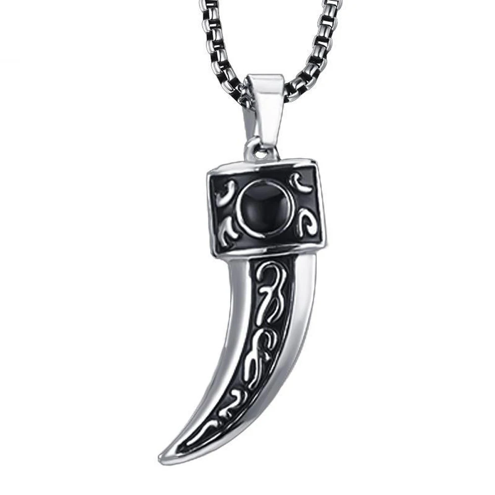 

Black Wolf Tooth Spike Pendant Necklace Stainless Steel Male Vintage Punk Hip Hop Men Lucky Jewelry Amulet Pendant Necklace