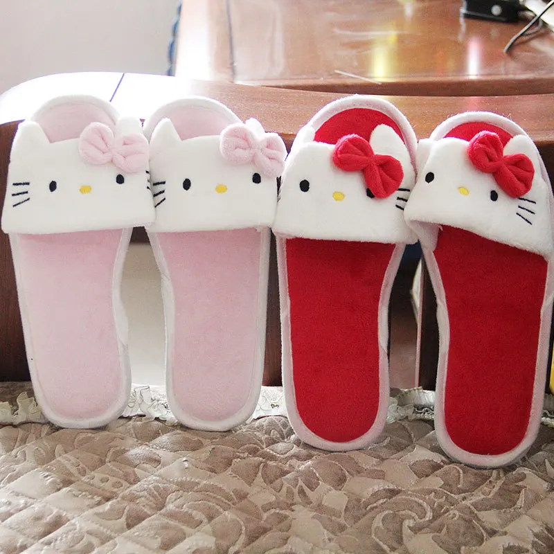 

Шлепанцы Kawaii Sanriod Мультяшные аниме серия Kitty тапочки осень-зима Нескользящие Мультяшные шлепанцы Симпатичные мягкие праздничные подарок дл...