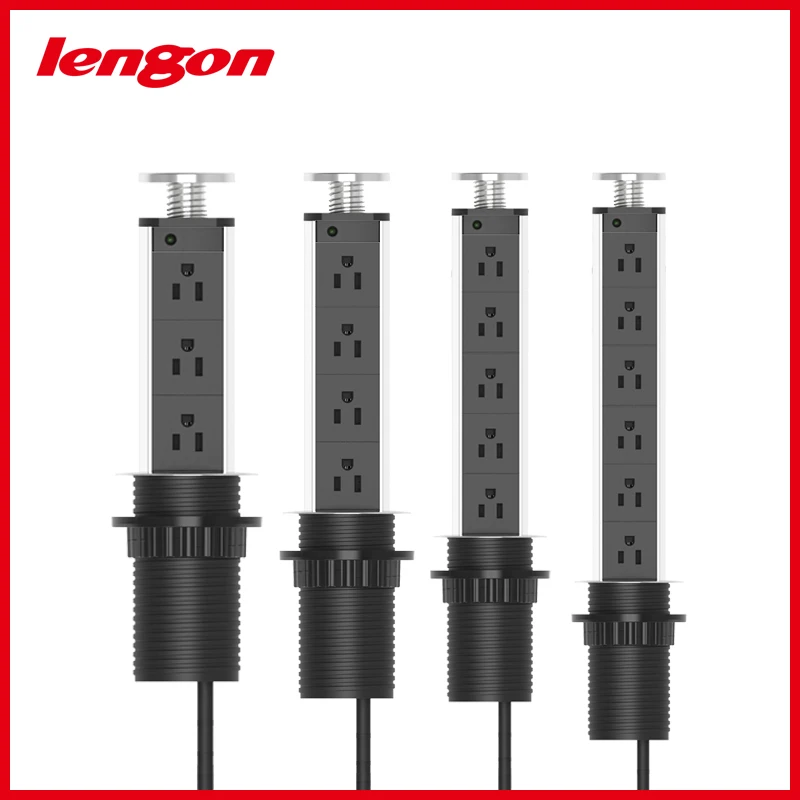 Lengon потянув Pop Up розетка USB Мощность устройство к разъему 3 штепсельная вилка