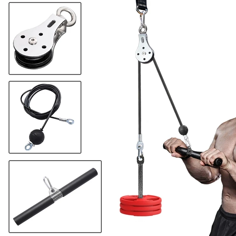 

Gym Fitness DIY Pully Cable Machine Attachment Lifting Biceps Triceps Blaster Handle Grip Rope Home Strength another Equipment