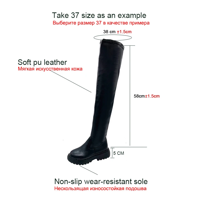 

Black flat Over The Knee Boots Women shoes Platform Thigh High Boots Winter Shoes Long Boots Women 2020 Thick Sole Botas Mujer