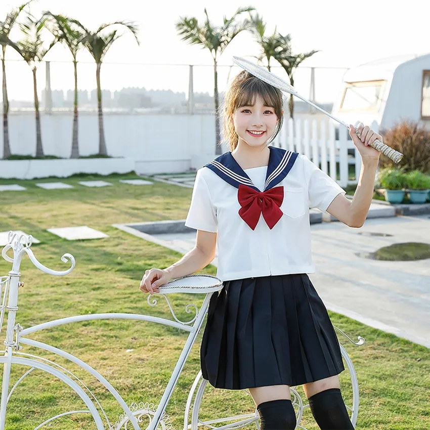 Японская Корейская версия школьная Униформа Jk для девочек на Хэллоуин женский старшеклассный морской моряк Косплей плиссированная юбка ко... от AliExpress RU&CIS NEW