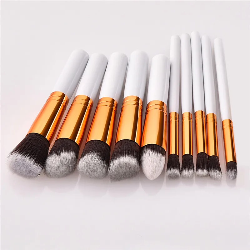 10 Pcs/Set Silver/Golden Makeup Brushes Set pincel maquiagem Cosmetics maquillaje Tool Powder Eyeshadow Cosmetic Sets | Красота и