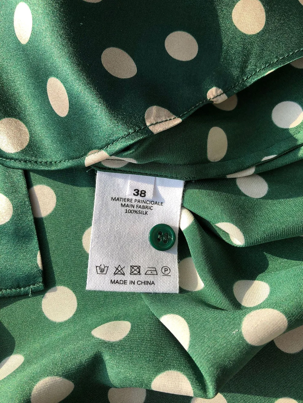 Новейшая Женская шелковая блузка в горошек с контрастным принтом и рукавом до