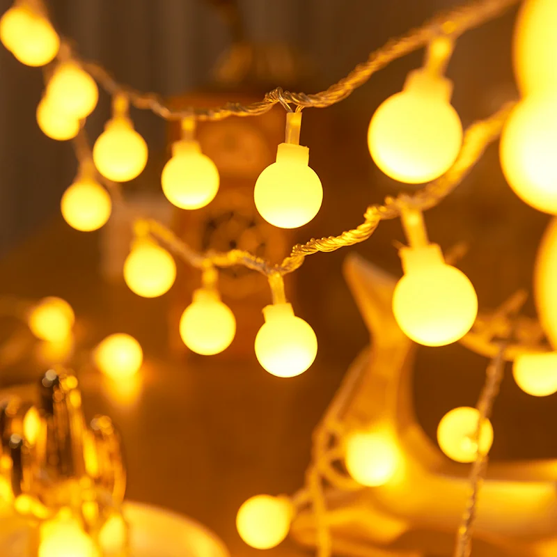 

LED Ball Garland Lights Snowflake Star Fairy Lights Holiday Lighting Hanging Ornaments for Home Room Wedding Party Decoration