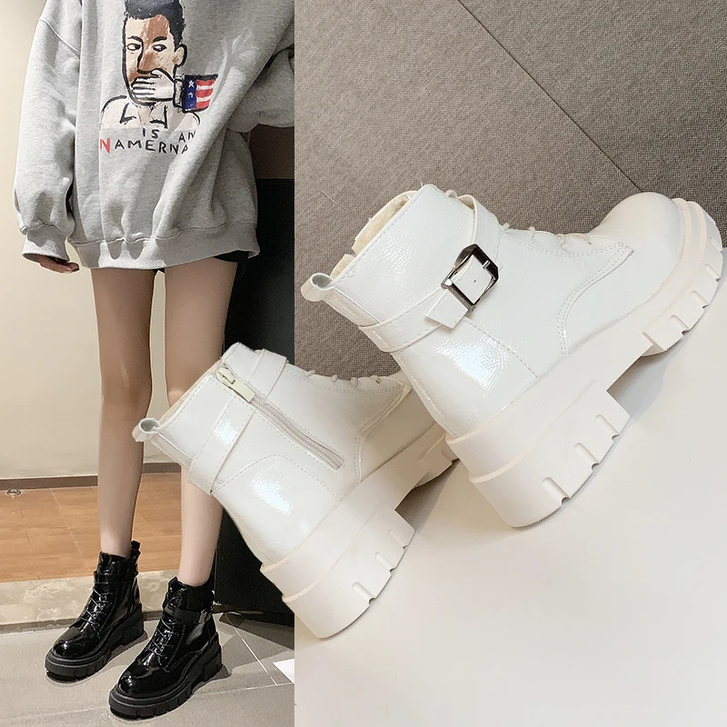 Женские ботильоны на платформе плюшевые теплые женские зимние ботинки martin