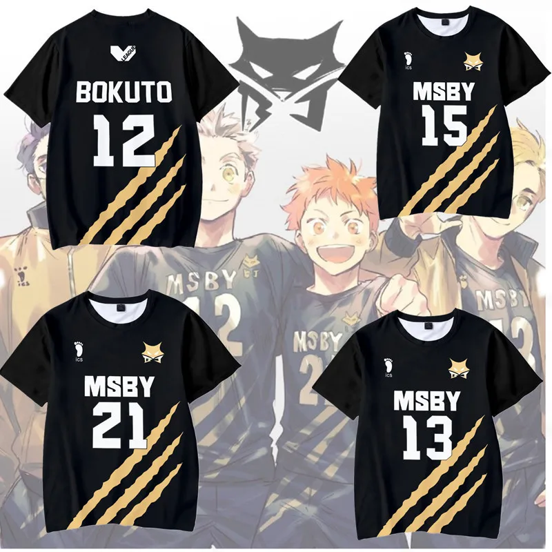 Haikyuu! Футболка для косплея MSBY Black Jackal Kiyoomi Sakusa Bokuto Koutarou miya atsumu Hinata Shoyo 3D печать