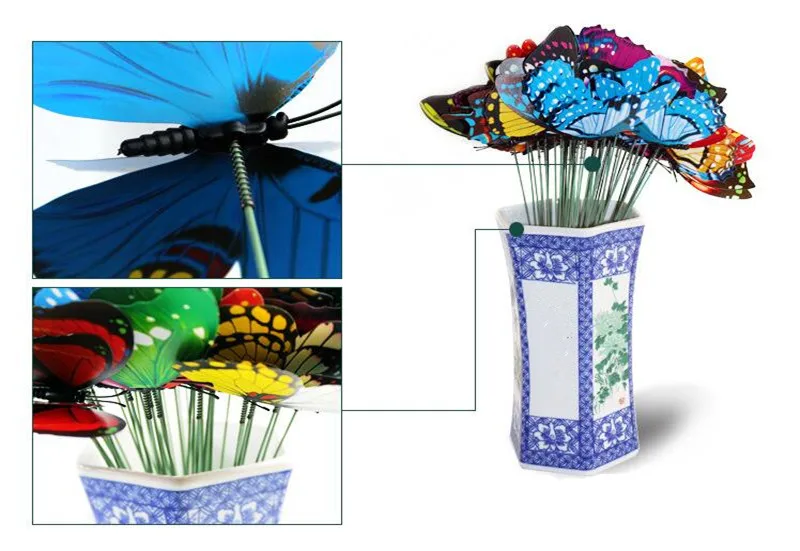 10 шт./лот Искусственные бабочки садовые украшения имитация бабочек колья для